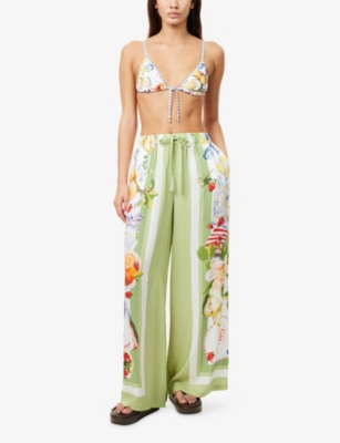 Seafolly Womens Riviera Coast Drawstring Woven Trousers Sage In Green