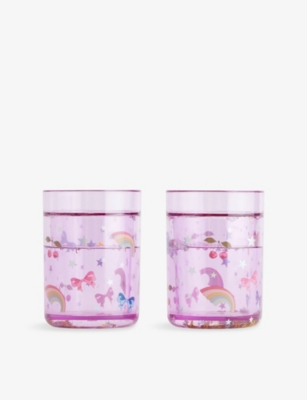KONGES SLOJD: Rainbow Set of Two Plastic Glitter Cups