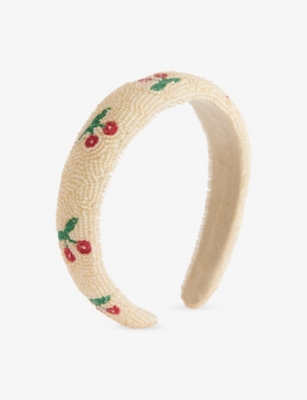 Konges Slojd Ids' Cherry-pattern Beaded Headband In Red
