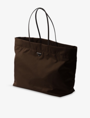 Prada Re-nylon Large Woven Tote Bag In Brown