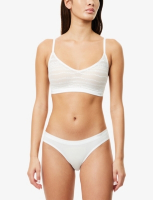Sloggi Womens Silk White Free Evolve Padded Lace Bra In White