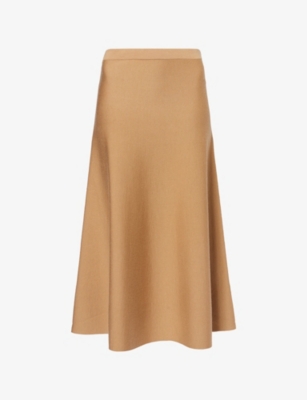 Gabriela Hearst Womens Camel Freddie Flared Wool-blend Midi Skirt In Brown
