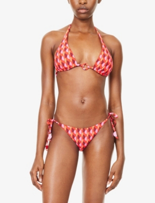 Seafolly Womens Flame Reversible Triangle Bikini Top In Multi