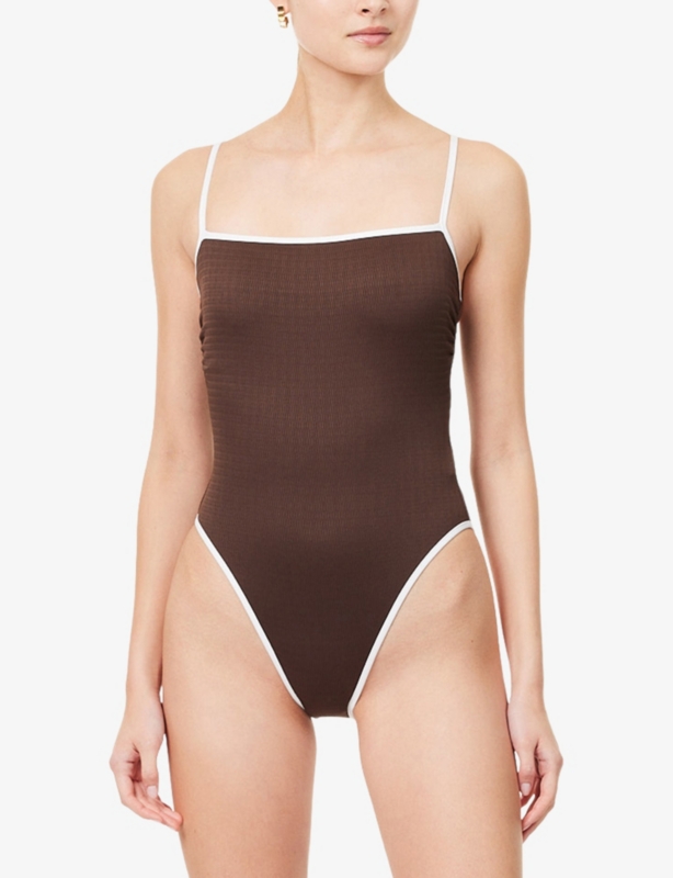 Square-Neck Crinkle Swimsuit