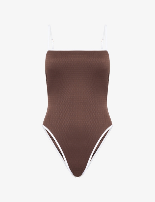 Square-Neck Crinkle Swimsuit
