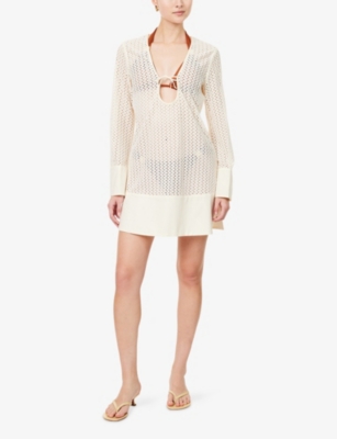 SEAFOLLY: Crochet Bell-Sleeves Knitted Mini Dress