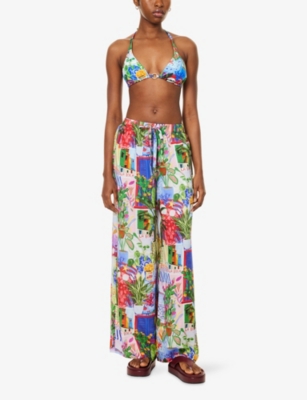 Seafolly Womens Sapphire La Boca Wide-leg Woven Trousers Xs In Multi