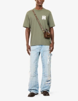 Amiri Mens Khaki Core Logo-print Short-sleeve Cotton T-shirt In Brown