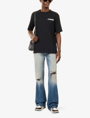 Amiri Mens  Logo-print Short-sleeve Cotton T-shirt In Black