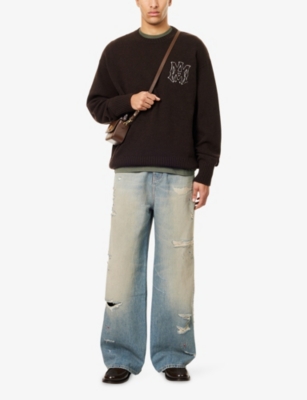 AMIRI: Brand-Embroidery Crewneck Wool Jumper