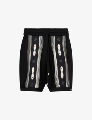 Mens Amiri Studded Stripe Knitted Shorts