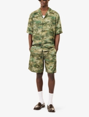 Amiri Mens Quad Camoflage Short-sleeve Woven Camp Shirt In Multi