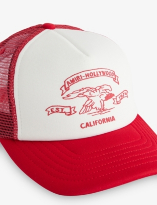 Amiri Mens Red Eagle Cotton Adjustable Trucker Hat In Multi