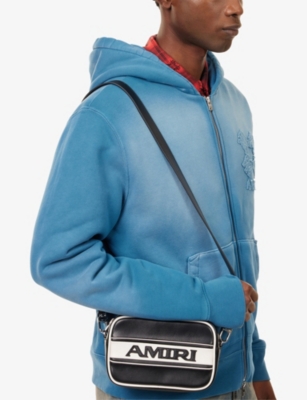 Amiri Mens Black Logo Leather Camera Bag In Black