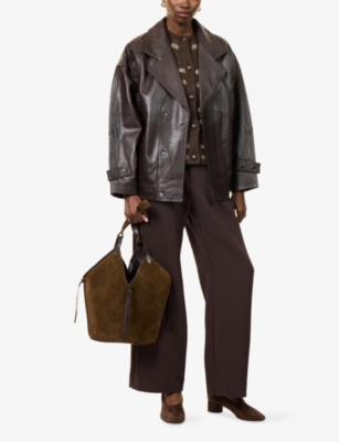 Dissh Womens Margot Leather Jacket Chocolate In Brown