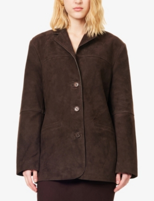 mid-range longline suede jacket for women