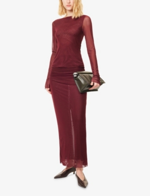 Dissh Womens Wine Nyra Long-sleeves Stretch-woven Top In Burgundy