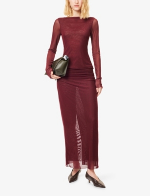 Dissh Womens Wine Nyra Draped Stretch-woven Midi Skirt In Brown
