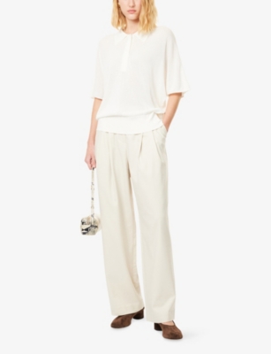 Dissh Womens Plaster Eden Wide-leg Stretch-woven Trousers In White