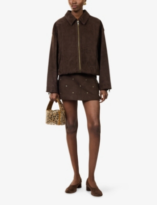 Dissh Womens Denver Suede Bomber Jacket Bitter Chocolate In Brown