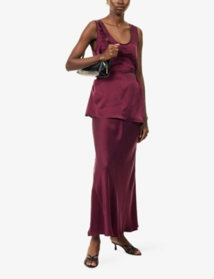Dissh Womens Colette Silk Midi Skirt Merlot In Brown