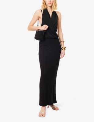 Dissh Womens Felicity Halterneck Woven Midi Dress Black In Black