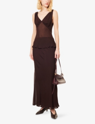 Dissh Womens Dark Chocolate Jorja V-neck Woven Top In Brown