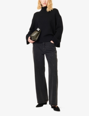 Dissh Womens Black Ella Turtleneck Wool And Cotton Jumper In Black