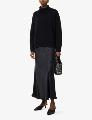 Dissh Womens Colette Silk Midi Skirt Black In Black