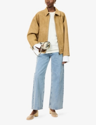 Dissh Womens Denver Suede Bomber Jacket Pampas In Brown
