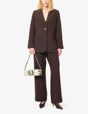 Dissh Womens Dark Chocolate Elle Peak-lapels Stretch-woven Blazer In Brown