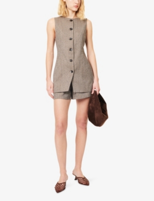Dissh Womens Choc Frankie Tweed Stretch-woven Shorts In Brown