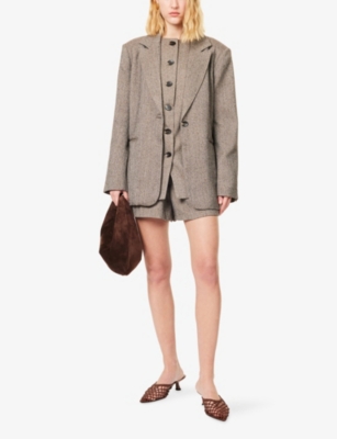 Dissh Womens Choc Frankie Notch-lapels Stretch-woven Blazer In Brown