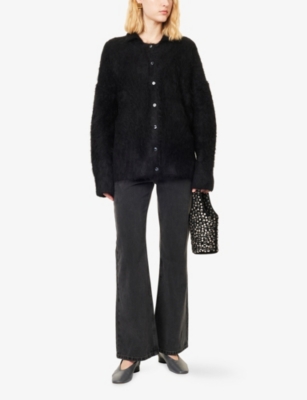 Dissh Womens Black Salma Polo-collar Stretch-wool Blend Cardigan In Black