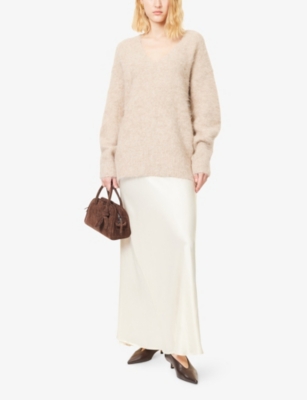 Dissh Womens Charli High-waist Woven Maxi Skirt Cream In White