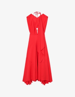 Womens Reiss Evory Detachable-Cape Woven Maxi Dress