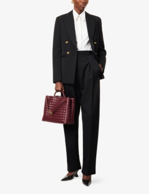 Bottega Veneta Womens Black Knot Peak-lapels Wool Jacket In Black