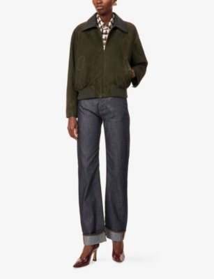 BOTTEGA VENETA: Contrast-Collar Relaxed-Fit Suede Jacket