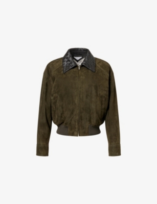 BOTTEGA VENETA: Contrast-Collar Relaxed-Fit Suede Jacket