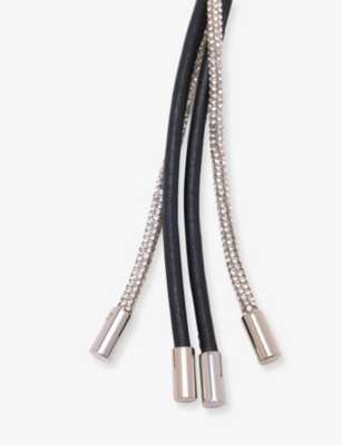 Maje Womens  Crystal-embellished Leather And Metal Bag Charm In Black