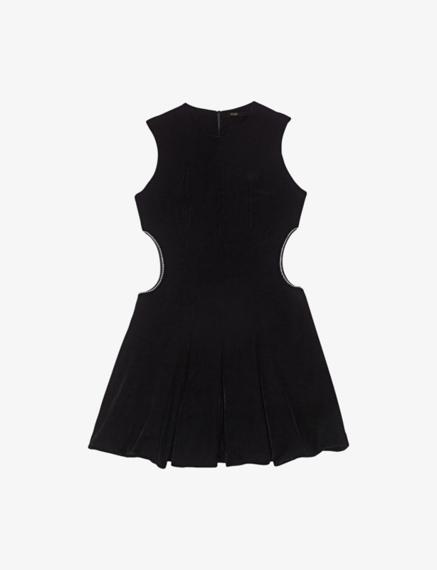 Round-Neck Cut-Out Velvet Mini Dress