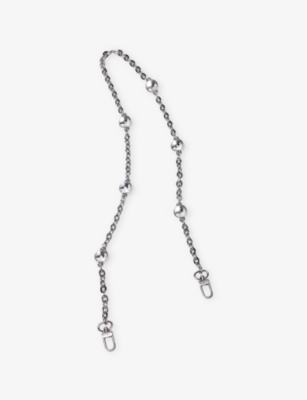 Maje Womens Short Rhinestone Chain Shoulder Strap Silvery In Silver