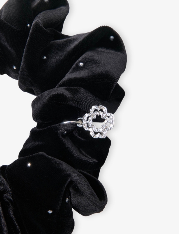 Rhinestone-Embellished Stretch-Velvet Scrunchie