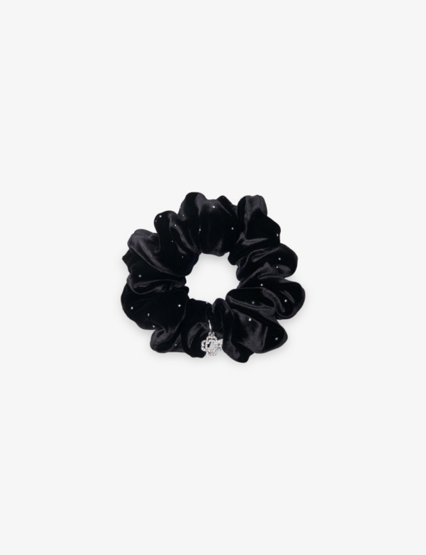 Rhinestone-Embellished Stretch-Velvet Scrunchie