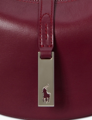 Polo Ralph Lauren Womens Polo Id Mini Leather Shoulder Bag Pomegranate In Red