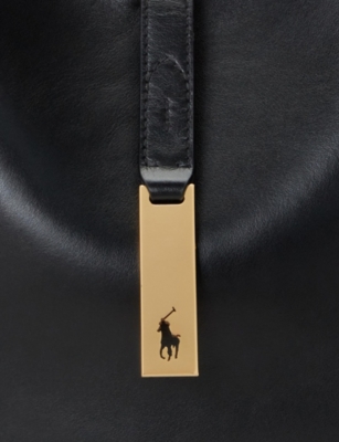 Polo Ralph Lauren Womens Black Polo Id Small Leather Shoulder Bag In Black
