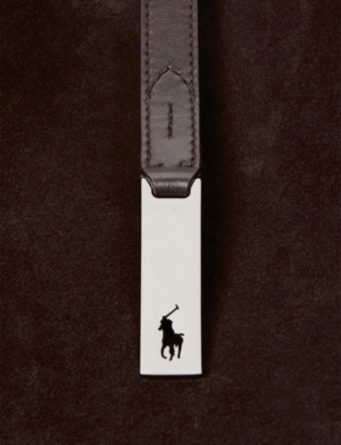 Polo Ralph Lauren Womens Chocolate/tobacco Polo Id Large Suede Shoulder Bag