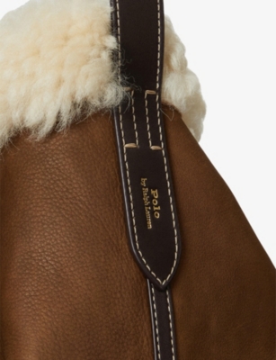 Polo Ralph Lauren Womens Bellport Leather And Shearling Bucket Bag Luggage/cream