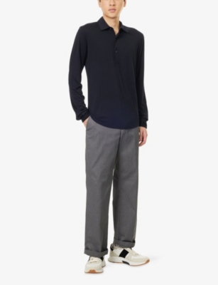 Orlebar Brown Mens Night Iris Sebastian Ls Lux Long-sleeves Wool Polo Shirt In Purple