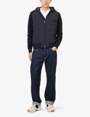 Orlebar Brown Mens Otto Regular-fit Wool-down Hoodie Night Iris In Purple